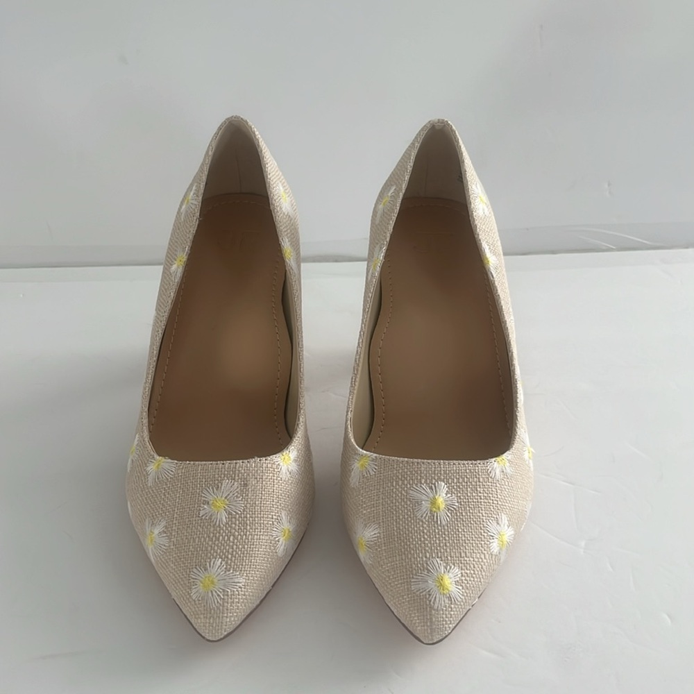 JUSTFAB Khloy Classic Pump Beige Floral Women's High Heels Shoes Size 8 - Picture 8 of 11